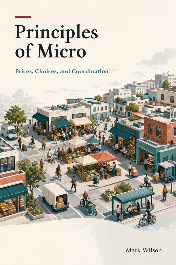 Principles of Micro cover showing an aerial neighborhood market